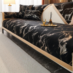 Marble Lines Print Velvet sofos užvalkalas L formos sofos užvalkalams sofos užvalkalai slydimas neslystantis gyvenamasis kambarys 4 sezonai 70X70cm juoda