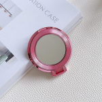 Saldainių spalvos galvanizuotas magnetinis mobiliojo telefono laikiklis, sulankstomas, apsaugantis nuo kritimo, metalinis žiedas, sagtis Lipni nugara lipdukas Makiažo veidrodis 1# rožinė