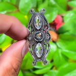 Natural White Topaz Gemstone Handmade 925 Sterling Silver Ring Size 10.5 w8w47