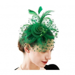 &bdquo;Fascinators&ldquo; kepurė su tinkliniu &scaron;ydu, gėlėmis dirbtinių perlų plunksnų dekoru arbatos vakarėlio galvos apdangalo segtukas Retro plaukų lankelis vakarėliui rožinė raudona spalva