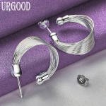 925 Sterling Silver Multi Line U formos auskarai Vestuvių žavesio papuo&scaron;alai 2.50cm*2.00cm