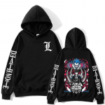 Death Note Anime megztinis Ryuk ir &scaron;viesiai marginti gobtuvai vyri&scaron;ki moteri&scaron;ki didelio dydžio megztiniai Harajuku Unisex gatvės apranga XS juoda