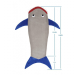Ryklio animacinio filmo suaugusiųjų miegmai&scaron;io kombinezonas: Flanelinė pižama namams. M, shark sleeping bag