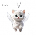 Angel Cat pakabukas galinio vaizdo veidrodžio ornamentas, automobilio puo&scaron;mena mielas baltas kačiuko pakabukas su virvele, įnoringu žavesiu Cat