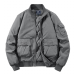 Nauja pavasario ir rudens vyri&scaron;ka kasdienė striukė, darbo drabužių stiliaus, su keliomis ki&scaron;enėmis, skraidymo kostiumo striukė, universali retro amerikieti&scaron;ko beisbolo džersis 5XL pilka spalva