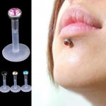 10 vnt akrilo skaidrių lūpų labret bar auskarų žiedas auskarų vėrimo papuo&scaron;alai juoda