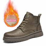 Mados prekės ženklo lauko storapadžiai natūralios odos vyri&scaron;ki batai medvilniniu pamink&scaron;tinimu Kailiai &Scaron;ilti darbo vyri&scaron;ki batai vilnoniai lauko odiniai batai 37