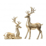 2 vnt. Poros elnio figūrėlė, stovinti gulinčio elnio statula, dervos briedžio skulptūra Kalėdų namų biuro knygų lentyna darbalaukio puo&scaron;mena A