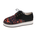 Vulcanize Batai Sportbačiai Moteri&scaron;ki Batai Moteri&scaron;ki Gėlėti Ra&scaron;tai Suvarstomi Fashion Platform Laisvalaikio batai Moteri&scaron;ki Zapatillas Mujer 35 juoda