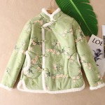 2025 m. rudens žiema Naujas kinų stiliaus mados moterų pliu&scaron;inis medvilninis paltas, stovintis ant kaklo, mygtukas moteri&scaron;kas &scaron;iltas &scaron;varkas XL