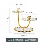 Trijų auk&scaron;tų me&scaron;kiuko vaisių lėk&scaron;tė, kūrybinga saldainių, užkandžių, desertų lėk&scaron;tė, vestuvių vakarėlio torto stovas, namų virtuvės keraminiai indai