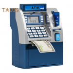 Vaiki&scaron;ka bankomatas-taupyklė su kortele, elektroninė grynųjų pinigų ir monetų taupyklė, edukacinis automatinis slaptažodžio bankomatas, dovana mažiems vaikams, berniukams ir mergaitėms mėlyna