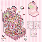 Animacinių filmų miniatiūrinė scena 3D lipdukai Retro &bdquo;pasidaryk pats&ldquo; PET kra&scaron;tovaizdžio lipdukai Dekompresiniai korėjieti&scaron;ki ra&scaron;tinės reikmenys &bdquo;Scrapbooking&ldquo; plakatai