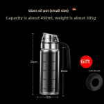 Nei&scaron;siliejantis stiklinis aliejaus butelis, automati&scaron;kai atsidarantis ir užsidarantis aliejaus indas, dozuojamas, virtuvinis gravitacinis sojos padažo butelis, acto indas