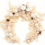 Eukalipto gluosnio lapų girlianda su gėle, rankų darbo vestuvių &scaron;irdelės formos stalo dekoras, arkos fono dekoracijos vestuvių lauko dekoravimui, 1,8 m 1.8m smėlis