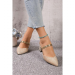 Moteri&scaron;ki basutės stambiais auk&scaron;takulniais, smailūs dvipusiai dėvimi slydimo auk&scaron;takulniai, vestuvinių suknelių sandalai vakarėliui 38