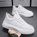 Vyri&scaron;ki sportbačiai PU oda Atsitiktiniai batai Platforminiai bėgimo bateliai Suvarstomi Vulkanizuoti batai vyrams Teniso batai Balti Zapatillas Hombre 39 balta
