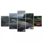 Drobės spaudiniai 5 vnt. Niurburgringo ralio kelio plakatas peizažo tapyba Sienų paveikslai, skirti gyvenamojo kambario namų dekoravimui 30x40cm*2 30x60cm*2 30x80cm*1