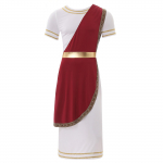 Mens Ancient Greek Toga Costume Short Sleeve Gold Trim Halloween Roman Cosplay Robe M bordinė
