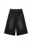 RogueWave Y2k Retro Moteri&scaron;ki žemo liemens džinsiniai &scaron;ortai (jorts) &scaron;lifuoto juodo plovimo, apkarpyti, platūs, su kutais, džinsiniai &scaron;ortai, Acubi mada L juoda