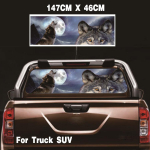 Wolf & Moon galinio lango lipdukas perforuoto lango grafinis lipdukas sunkvežimio visureigiui 147x46cm