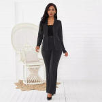 Vienspalvis &scaron;varkas Profesionalus moteri&scaron;kas kostiumas Rudens-žiemos mada Slim fit Vienos sagos kostiumas Kelnės Biuro 2 dalių komplektas XL juoda