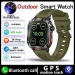 2025 Naujas Karinis GPS I&scaron;manusis Laikrodis Vyrams Žibintuvėlis Kompasas Vandeniui Atsparus Lauko Sporto Seklys Bluetooth Skambučiai I&scaron;manusis Laikrodis Green silicone belt
