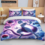 10 dydžių Pokemon Mewtwo spausdintas patalynės komplektas animacinis anime antklodės užvalkalas antklodei pagalvės užvalkalas berniukams mergaitėms vaikams suaugusiems karali&scaron;ko dydžio dovana 140x200cm 3pcs