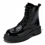 Klasikiniai Madingi Juodi Blizgūs Odiniai Batai Vyrams Moterims Auk&scaron;tį Didinančios Platformos Batai Vyri&scaron;ki Ankle Boots Vyri&scaron;ki Botas Masculino 37