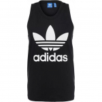 Adidas Originals Trefoil Raidės Spausdinimo Ra&scaron;tas Apvalus Kaklas Prigludęs Berankovis Liemenė Vyri&scaron;ki Vir&scaron;utiniai Drabužiai Juoda BK7104 S