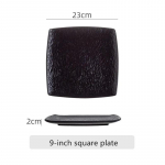 Auk&scaron;tos kokybės matinės vakarienės lėk&scaron;tės, kvadratinės lėk&scaron;tės, juoda balta keraminė lėk&scaron;tė, namų stalo indai, retro keptos mėsos patiekalas, 9 coliai.