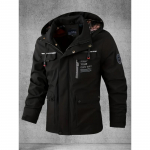 Vyri&scaron;ka &bdquo;Softshell&ldquo; striukė, pavasarinė ir rudeninė striukė su daug ki&scaron;enių su gobtuvu, atspari vandeniui ir vėjui lauko striukė žygiams ir stovyklavimui 4XL juoda