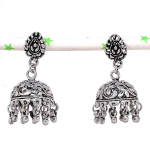 Natural Indian Look Jhumki Gemstone Silver Tribal Bali Earring 1.62 e3y88