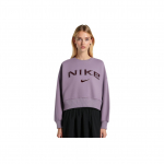 Nike Sportswear Phoenix Fleece Puloveris su raidžių spauda ilgomis rankovėmis moteri&scaron;kas džemperis &Scaron;viesiai-Mineralinės-Violetinės spalvos FV7675226 L