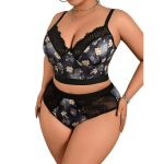 Nėriniuota nugara Grynas tro&scaron;kimas Seksualus spausdintas vestas Petne&scaron;ėliai V formos i&scaron;kirptė su integruotu fiksuotu krūtinės įdėklu 1XL