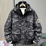 Didelių dydžių 5XL-11XL madingas vyri&scaron;kas parkas žieminis paltas su gobtuvu kasdienis laisvas storas &scaron;iltas vir&scaron;utinis drabužis vyri&scaron;kos striukės 5XL juoda