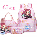 4 vnt./rinkinys K-Pop spausdintas kuprinė, rankinė, pie&scaron;tukinė su 750 ml vandens buteliuku paaugliui berniukui, mergaitei mokyklos krep&scaron;ys, didelės talpos knygų krep&scaron;ys, vaiki&scaron;ka dovana Mochila