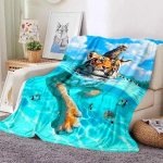 3D tigro pledas Super mink&scaron;tas pavasariui, rudeniui Modernus linijinis menas Sherpa pledas Pledas ant lovos Mesti pledą Kelionė Dropship sumikko gurashi 30x40in