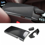 Skirta Mercedes Benz S klasės W221 2008-2012 m. 3 vnt. ABS anglies pluo&scaron;to tekstūros centrinės konsolės porankių dėžutės telefono dangtelio ratuko plok&scaron;telės korpusas