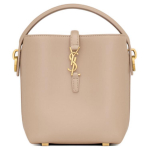 Saint Laurent Ysl Cassandre Metalinis raidžių logotipas Kabliuko užsegimas Odinė kibiro formos rankinė Mini moteri&scaron;kos rankinės Tamsiai smėlio spalvos 765870-2R20W-2721 Box(Basic Set+Box)
