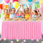 Gimtadienio Stalo Sijono Dekoracija Ženklas Ant Desertų Stalo Stalo Apimtis Vestuvių Konferencijos Stalo Sijonas Party Dekoracija 14FT 78X427cm rožinė