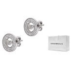Emporio Armani Apžvalgos ratas Madingas apvalus žiedas Erelio logotipas Cirkonio auskarai Moteri&scaron;ki auskarai Sidabriniai EG3587040 Basic Packaging-Box