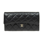 Chanel 23P Klasikinis dygsniuotas ilgas kortelių laikiklis piniginė Moteri&scaron;ka piniginė Juoda AP0241-Y01864-C3906 Basic Set (Bag+Dust Bag)