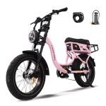 AVDL T7 Elektrinis dviratis kelionėms su galiniu bagažiniu, 48V 18Ah baterija, Shimano 7 pavarų rožinė