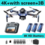 2026 Naujas GT8 Dronas GPS 8K Profesionalus HD Dviguba Kamera 5G WIFI Be&scaron;epetėliai Varikliai Kliūčių Vengimas Sulankstomas Žaislinis Kvadrokopteris 4K + 3 batteries