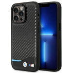 Dėklas iPhone 14 Pro BMW Odinis Anglies Pluo&scaron;to Juodas