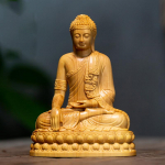 Natūralaus kiparis medžio Indija Shakyamuni Budos figūrėlės Rankomis drožtos i&scaron; masyvmedžio Namų kambario Biuro Feng Shui Dekoracija Statulėlė black