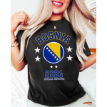 2026 Bosnijos vėliavos futbolo mar&scaron;kinėliai vyrams ir moterims vasariniai medvilniniai Y2K drabužiai laisvalaikio mada apvalia kaklo i&scaron;kirpte trumpomis rankovėmis T-shirt gatvės stilius S įvairiaspalvis
