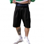 Vyri&scaron;ki kasdieniai &scaron;ortai elastingu rai&scaron;teliu juosmeniu, plačių kle&scaron;nių, hiphopo stiliaus, su ki&scaron;enėmis, fitneso &scaron;ortai, vienspalviai sportiniai &scaron;ortai XXXL juoda