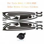 Skirta Tesla Model S 2014-2020 Sedano Langams Chromo &Scaron;alinimas Juodinimas ABC Stulpeliai Blizgūs Juodi Lipdukai